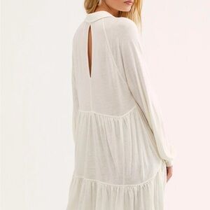 FREE PEOPLE Best Girl Tiered Button Long Sleeve Tunic Dress – Ivory – Size XS